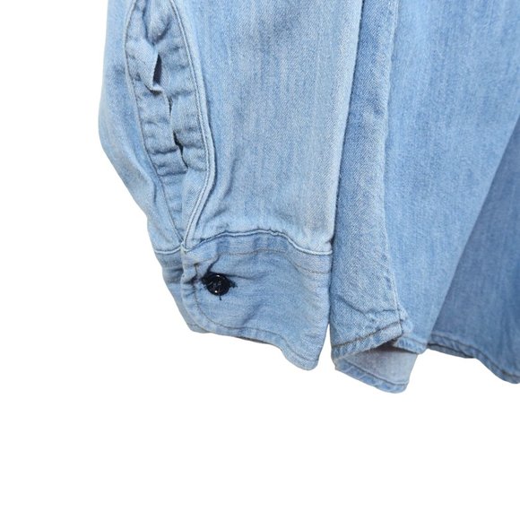LEVI'S Mens Size L Light Blue Wash Denim Western Style Button Up Shirt - Picture 4 of 5